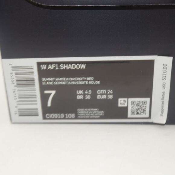 NEW Nike Women's 7 Air Force 1 Shadow Summit White University Red Sneakers Shoes - Picture 13 of 14